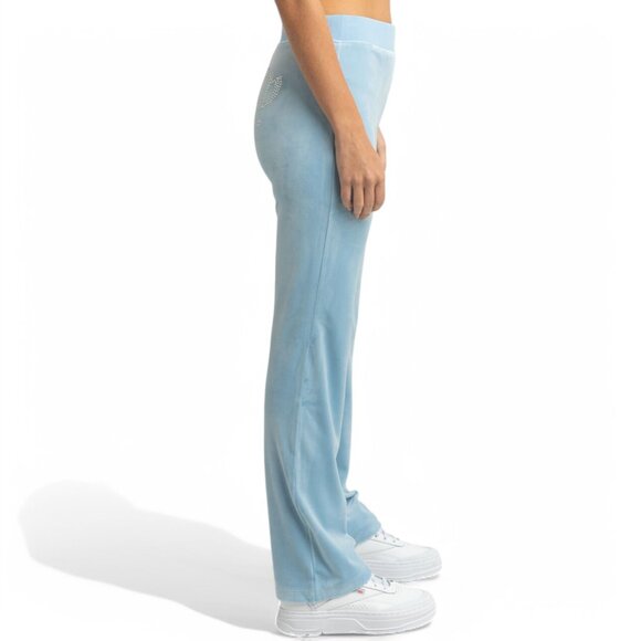 JUICY COUTURE BLING Velour 2 Piece TRACKSUIT Pants + Hoodie Set Frosted Blue NWT - Picture 9 of 16